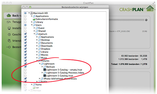 Crashplan lr cat