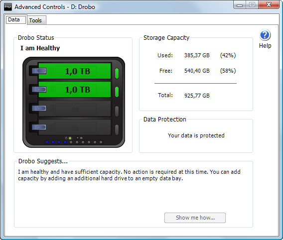 Drobo Advanced Status