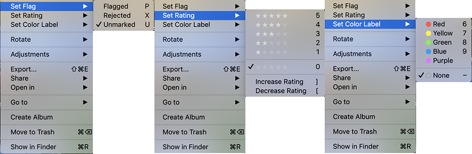 Luminar set ratings flag color label