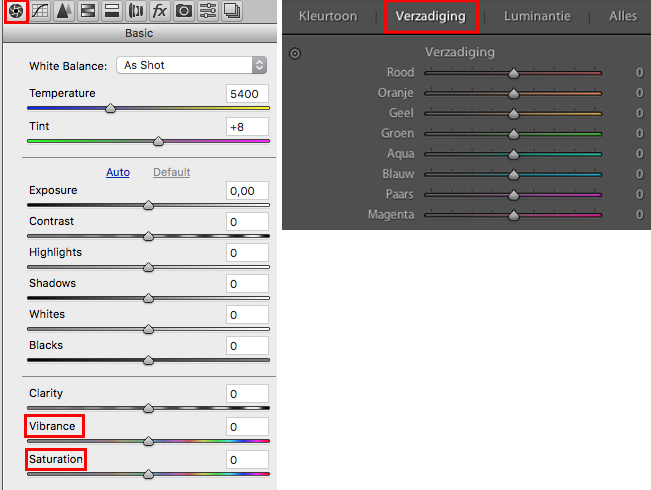 Saturation vibrance