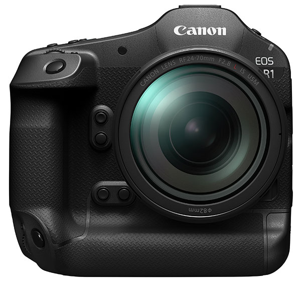 Canon eos r1 rendering with lens