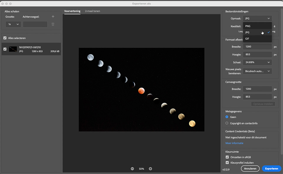 Nando photoshop export bestandtype