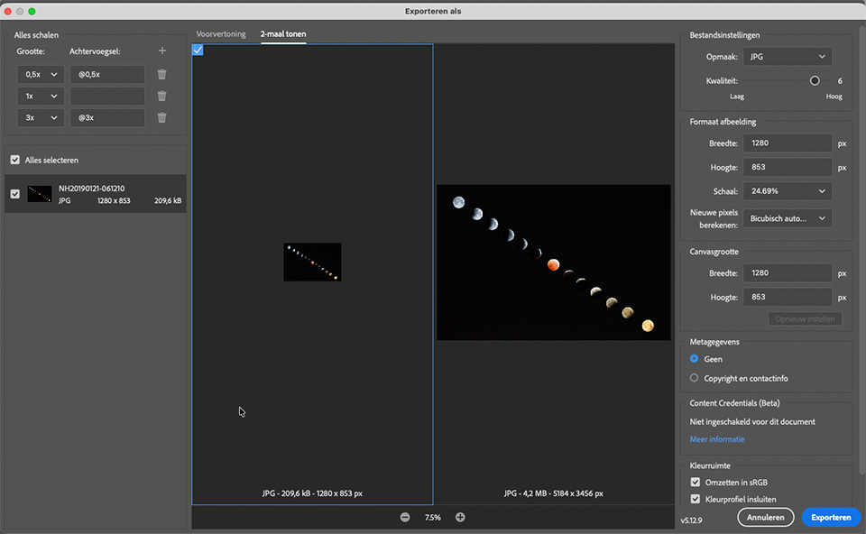 Nando photoshop export meerdere